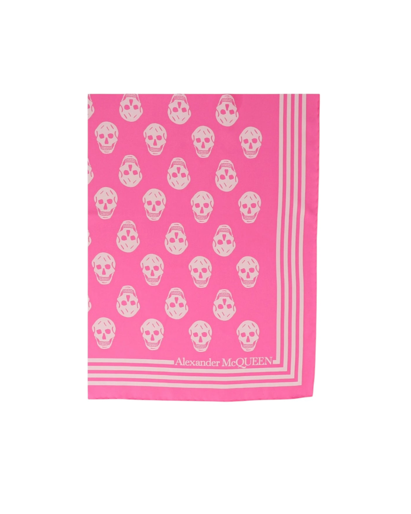 Alexander McQueen Skull Printed Striped Edge Scarf