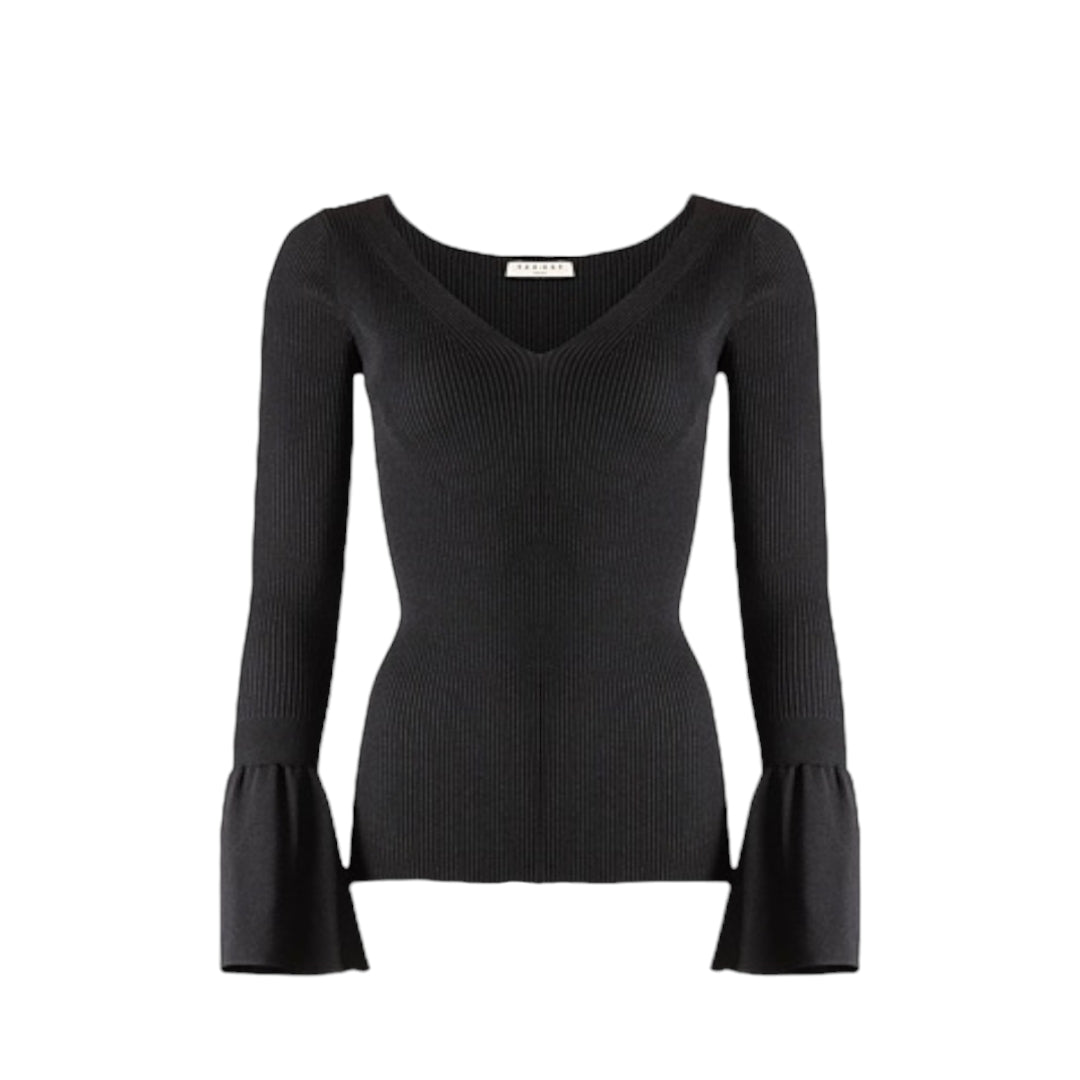 Sandro Flared Sleeves Ribbed Top