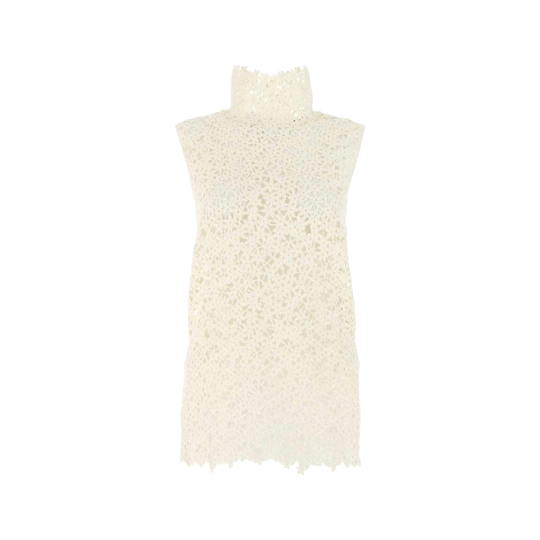 Jil Sander Floral-Laced High Neck Top