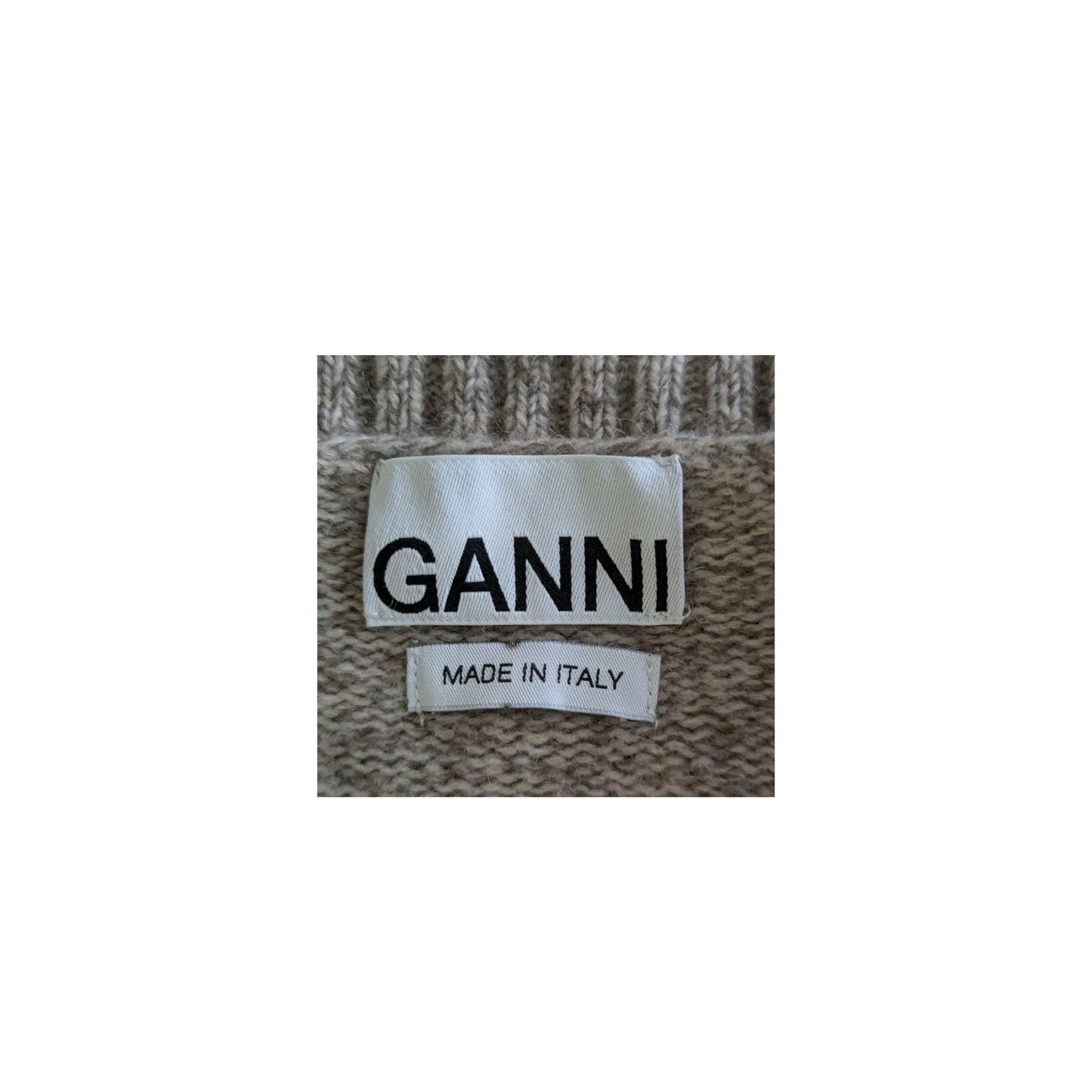 GANNI Logo V-Neck Chunky Knit