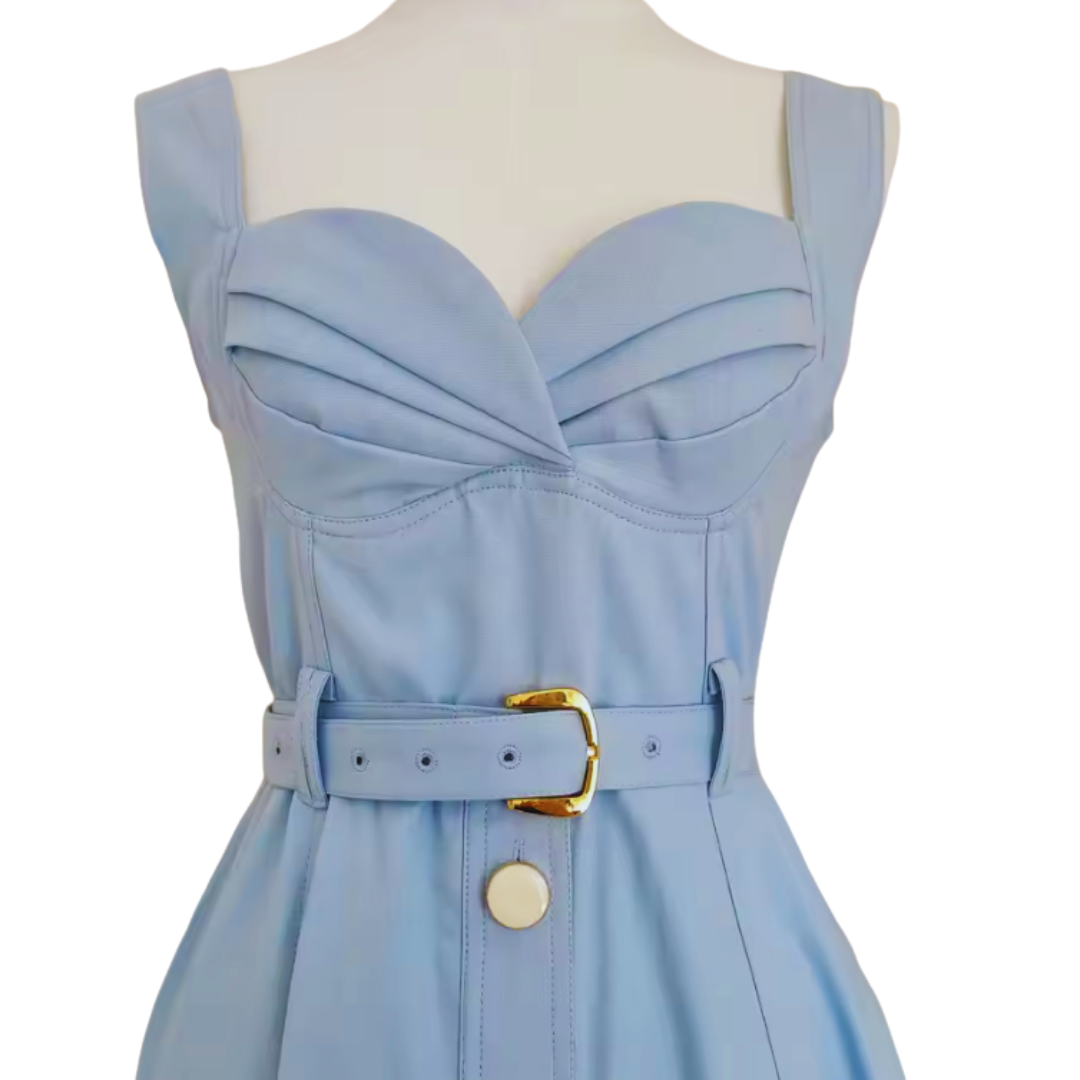 Aje Sky Blue Belted Midi Dress