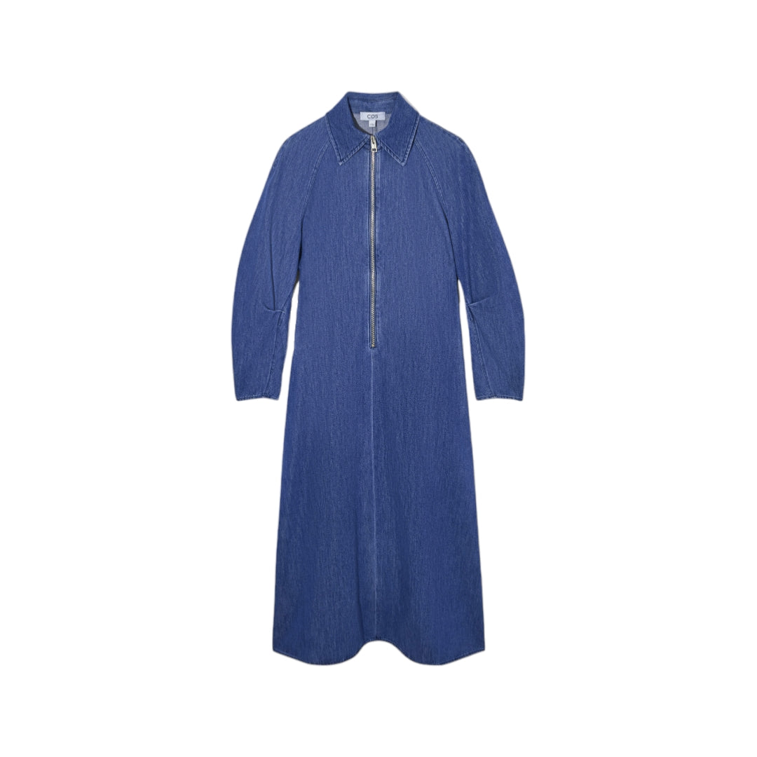 Cos Half-Zip Denim Midi Dress