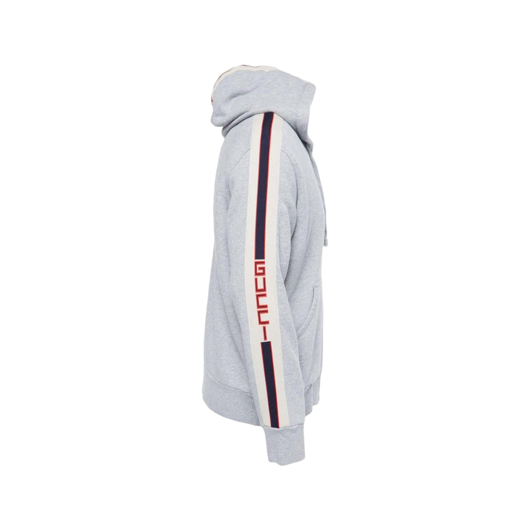 Branded Logo Webbing-trimmed Loopback Cotton Hoodie