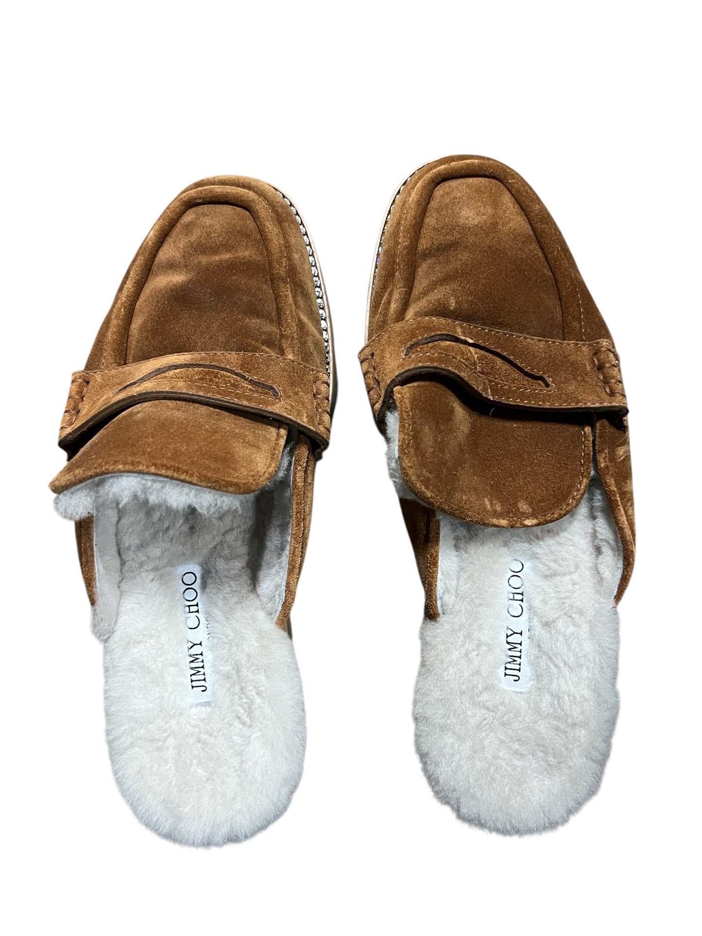 Branded                                             Suede Shearling-Lined Loafer Mules