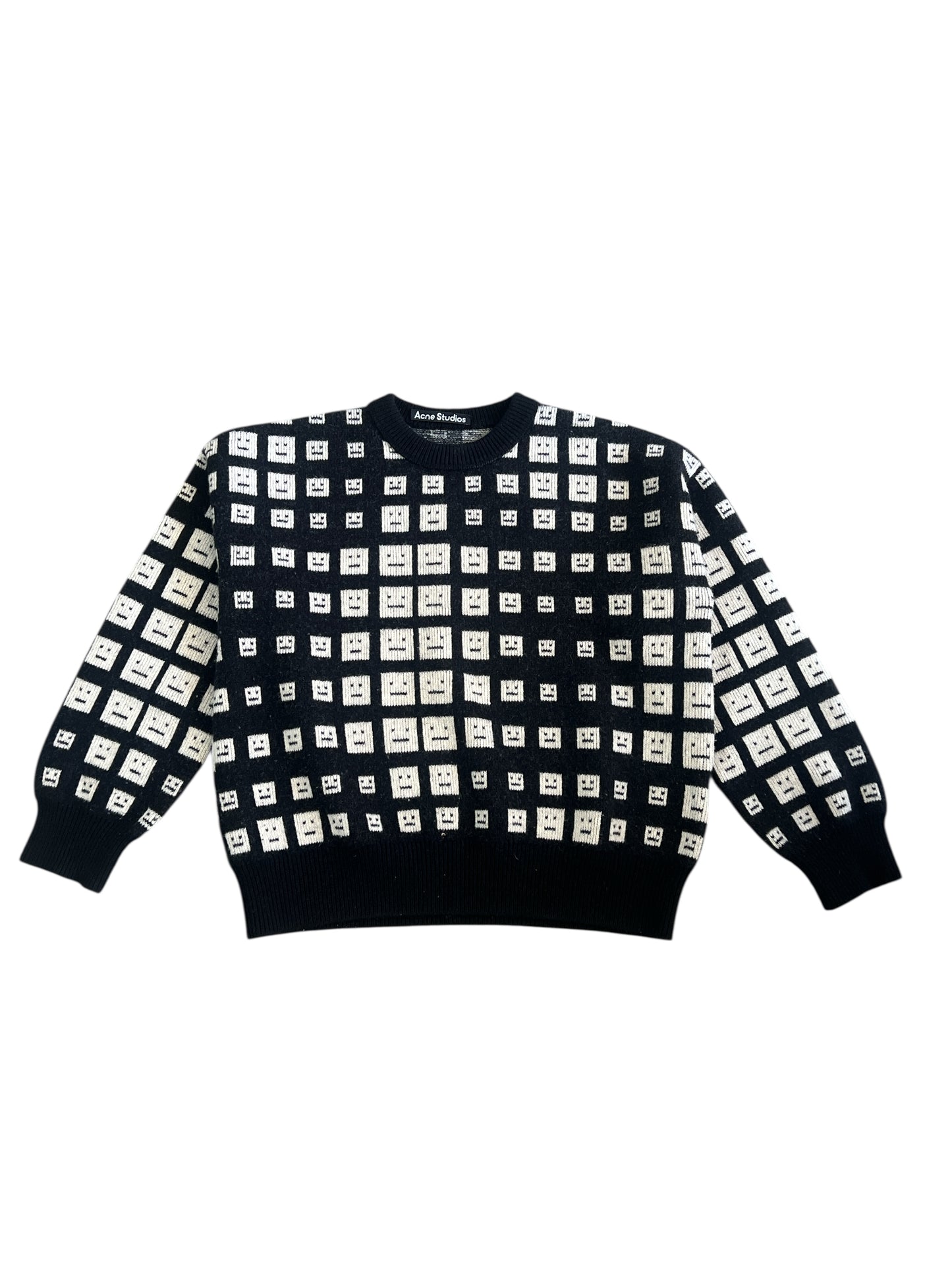 Branded Black & White Face Motif Sweater