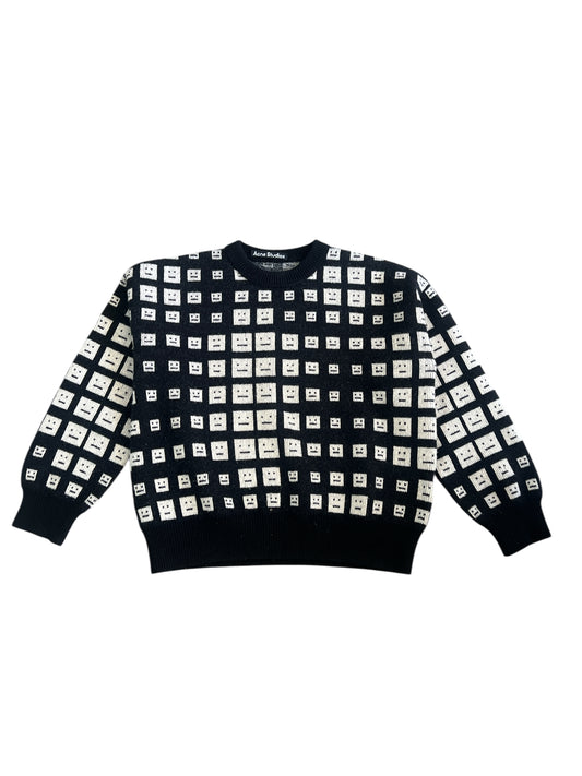 Branded Black & White Face Motif Sweater