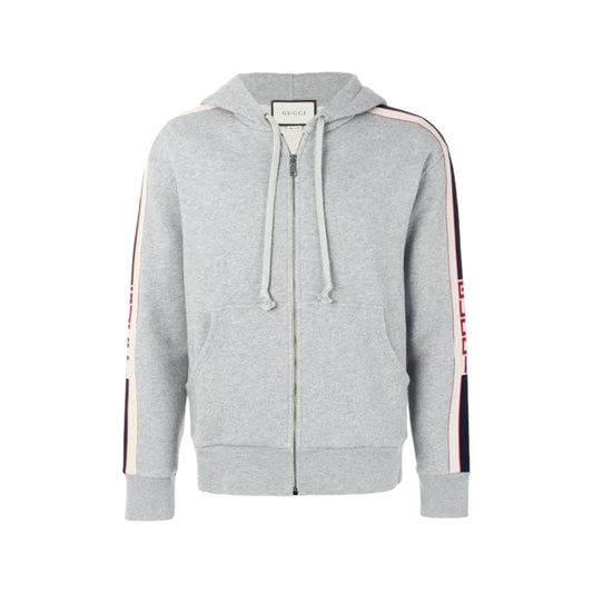 Branded Logo Webbing-trimmed Loopback Cotton Hoodie