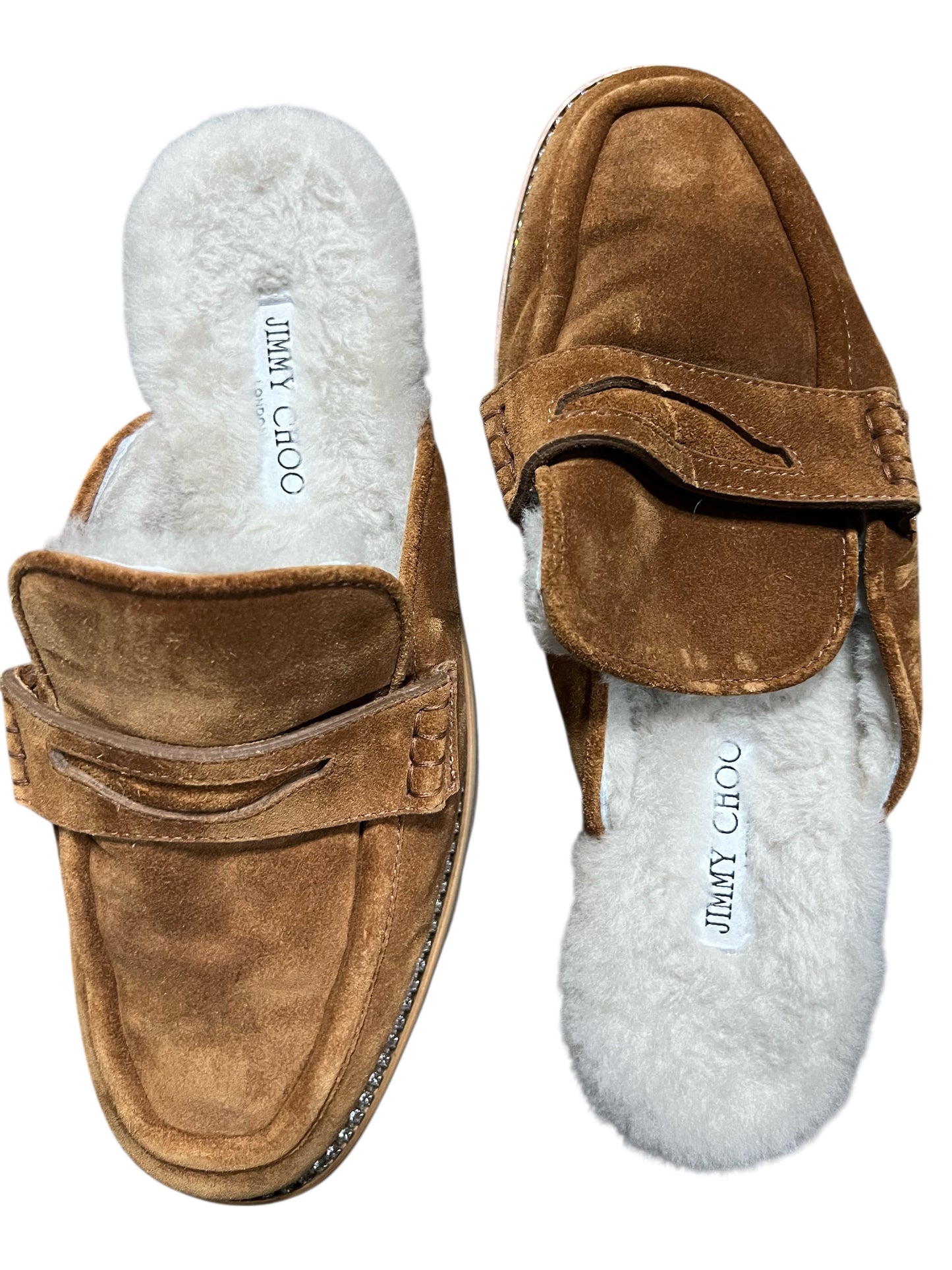 Branded                                             Suede Shearling-Lined Loafer Mules