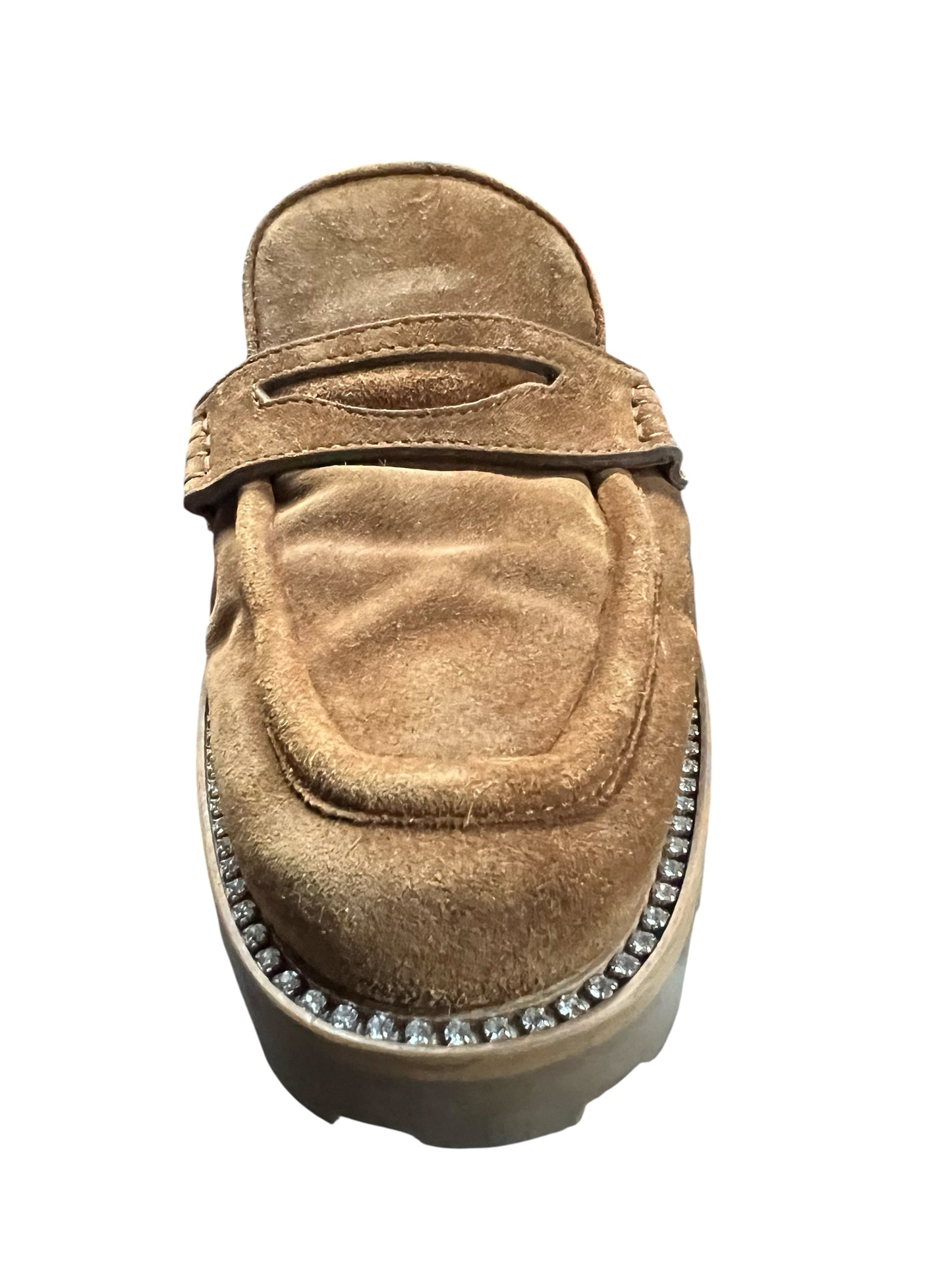 Branded                                             Suede Shearling-Lined Loafer Mules