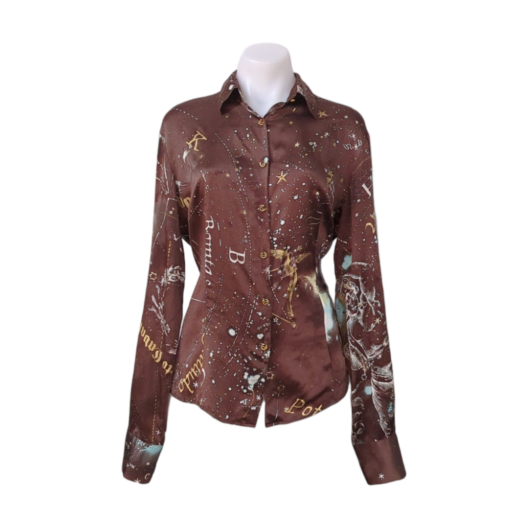 Branded Vintage Print Button Up Shirt