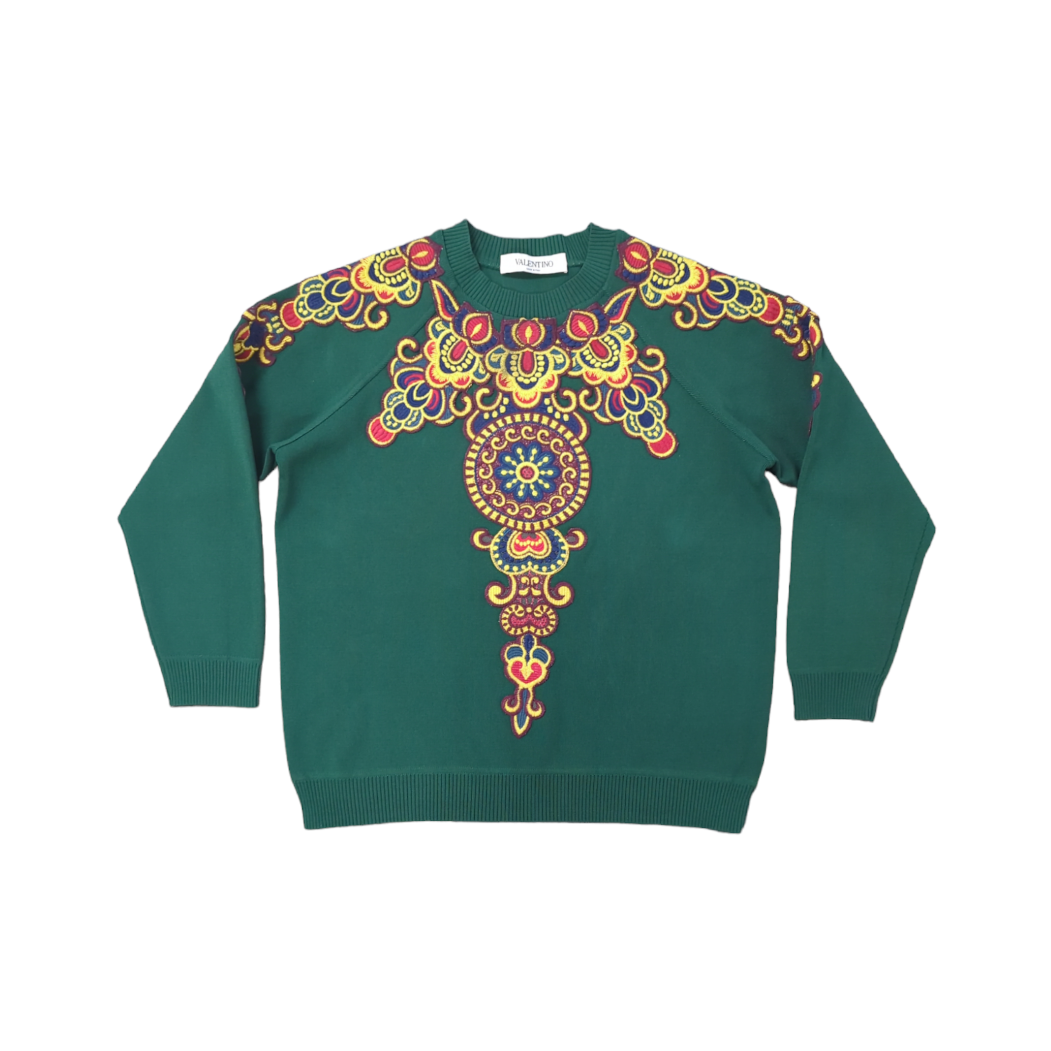 Valentino Emerald Moroccan Embroidered Sweatshirt