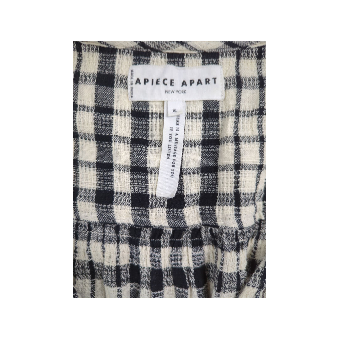 Apiece Apart Lucinda Plaid Cotton Wrap Midi Dress