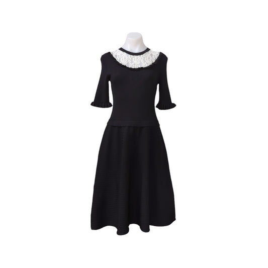 Valentino Lace Trim Rib Knit Dress