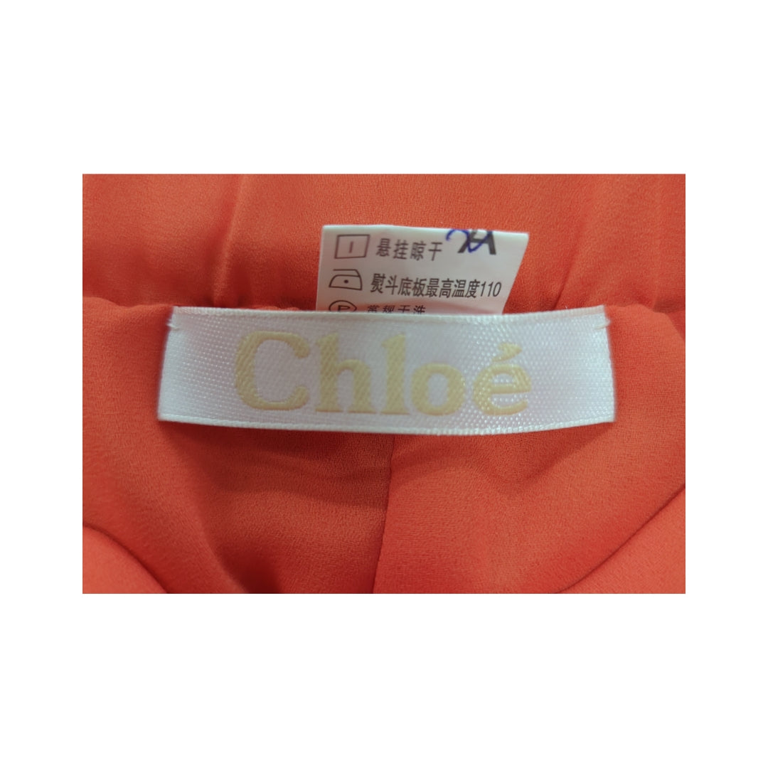 Chloé Coral Wide-Leg Pleated Pants