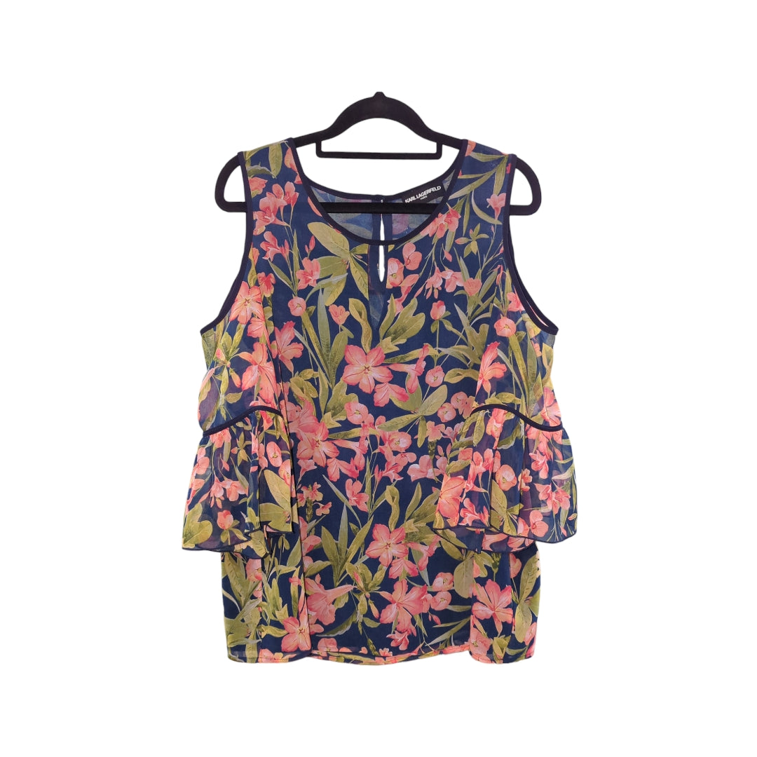 Karl Lager Cold Shoulder Floral Top