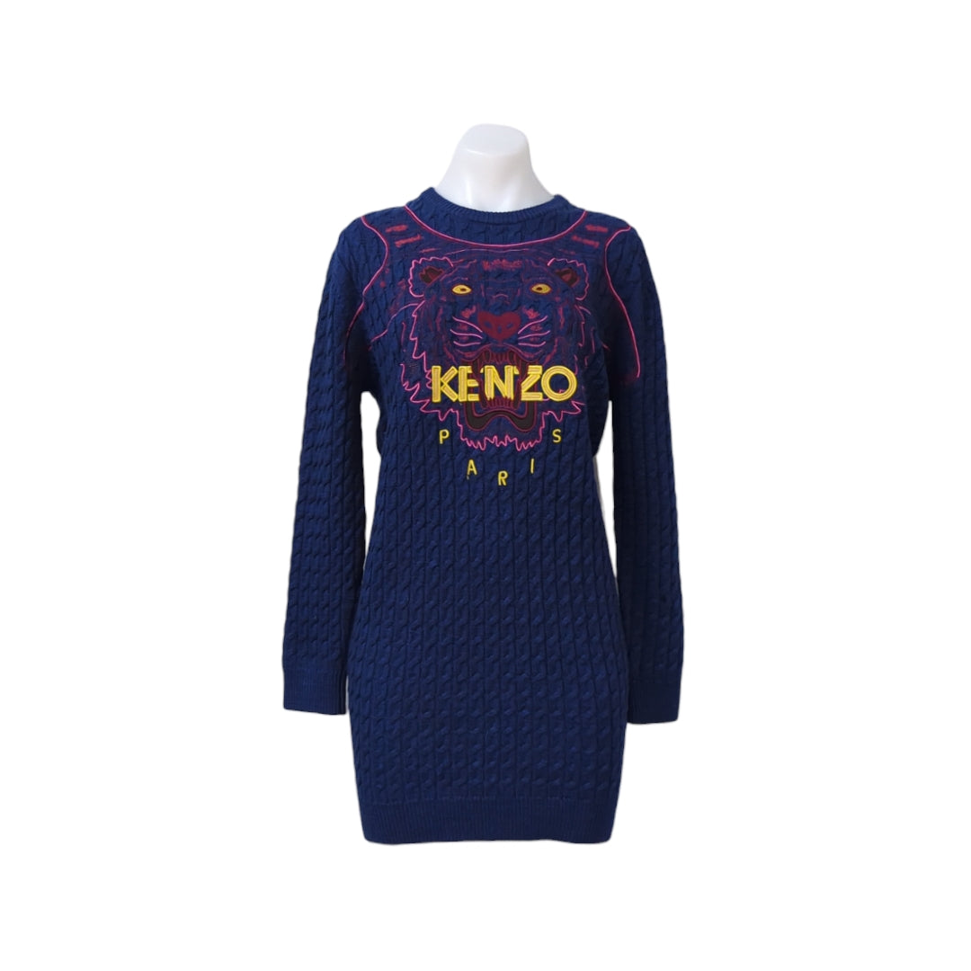 Kenzo Tiger Embroidered Oversized Sweater Dress