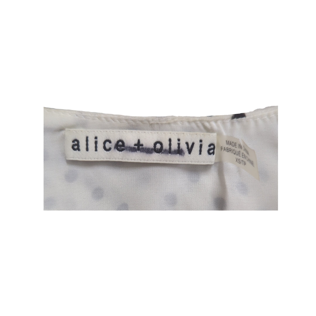 Alice + Olivia Polka Dot Print V-Neck Crop Top