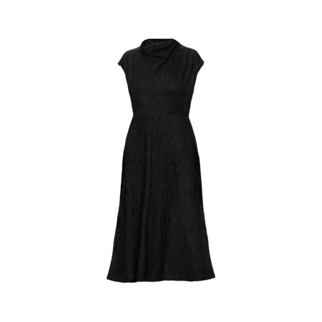 Veronika Maine Ripple Jacquard Funnel Neck Dress