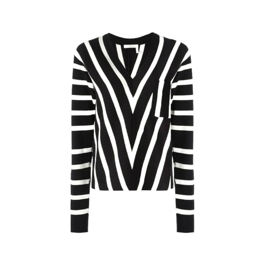 Chloé Striped V-Neck Sweater