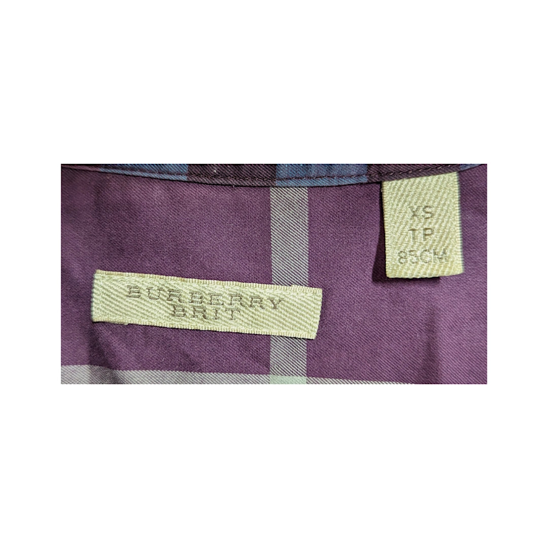 Burberry Brit Purple Plaid Cotton Shirt