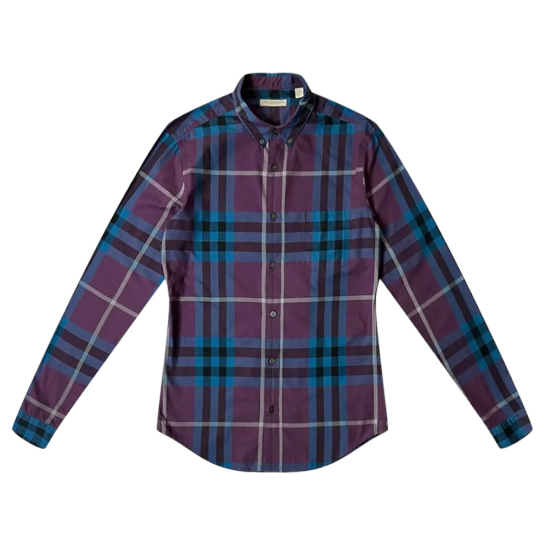 Burberry Brit Purple Plaid Cotton Shirt