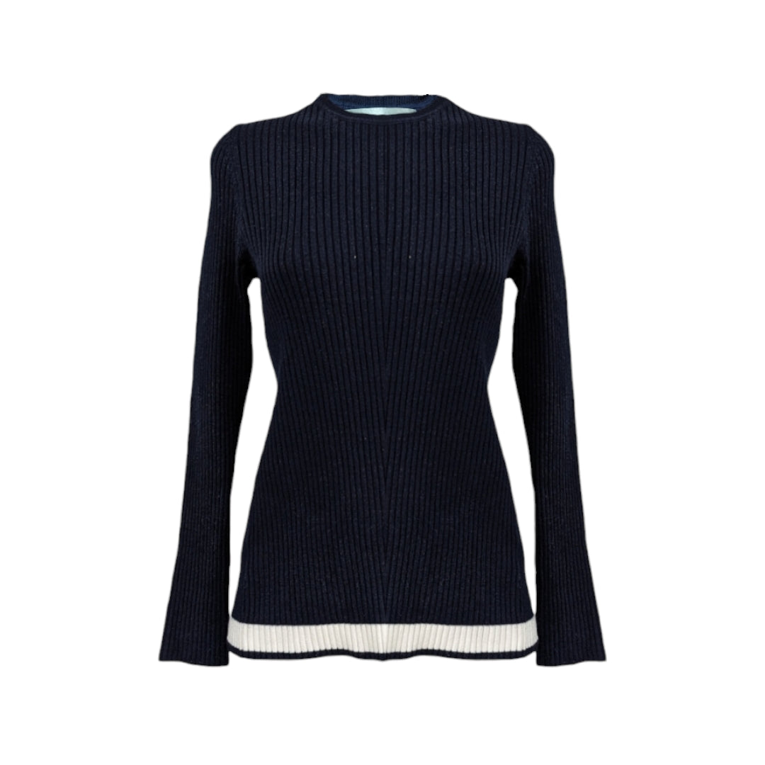 Victoria Beckham Open Back Rib Sweater Navy