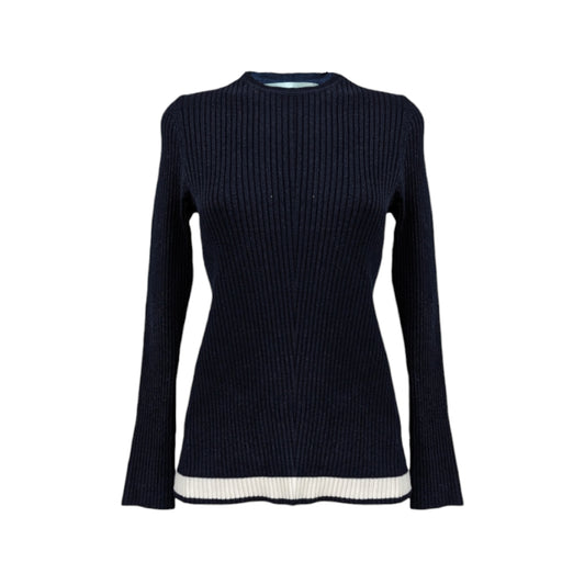 Victoria Beckham Open Back Rib Sweater Navy