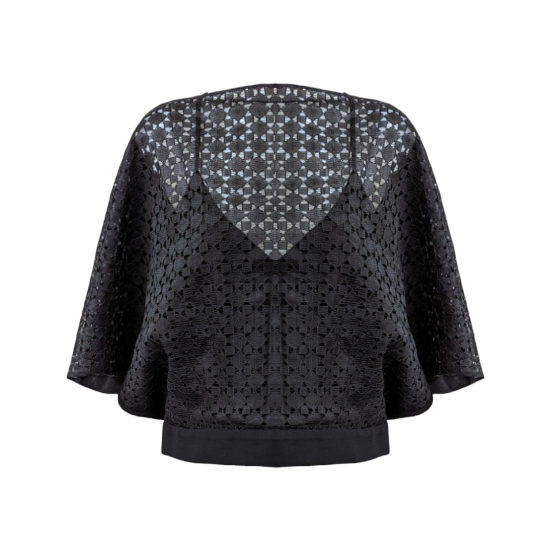 Bianca Spender Lattice Geo Pleat Top in Black