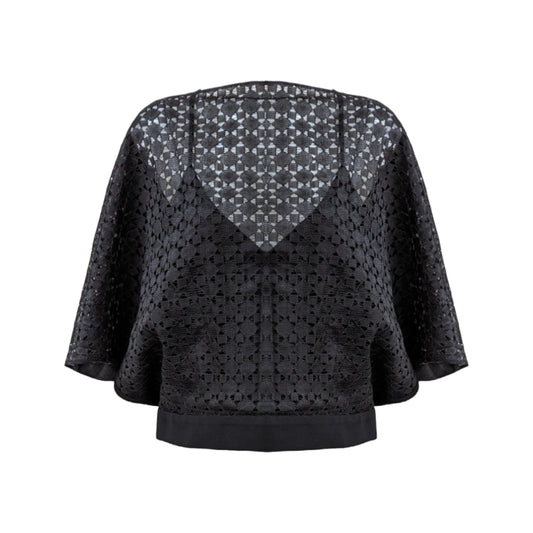 Bianca Spender Lattice Geo Pleat Top in Black