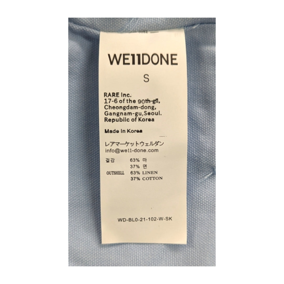 We11done Cropped Tie Detail Shirt in Sky Blue