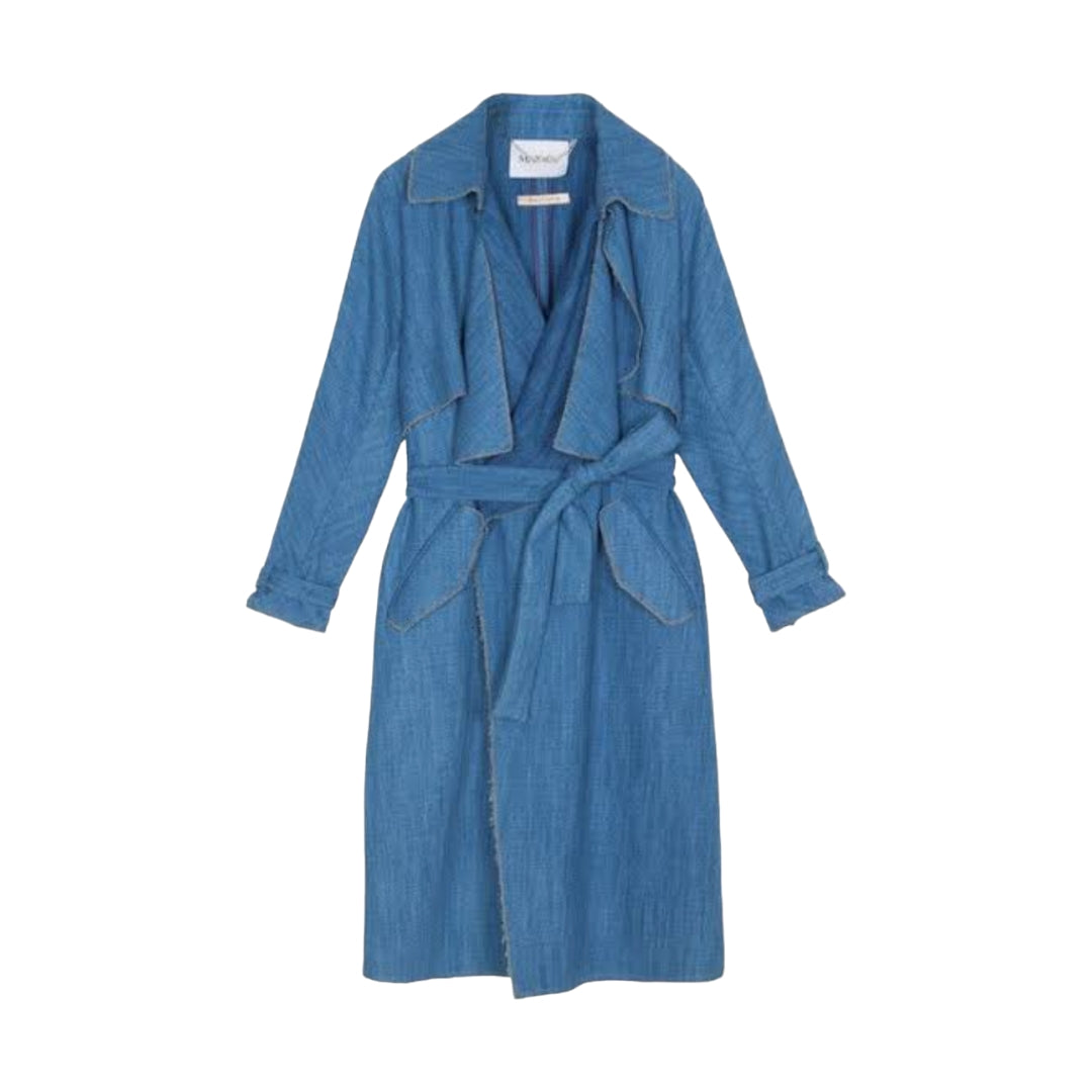 Max&Co. Denim Effect Gabardine Trench Coat