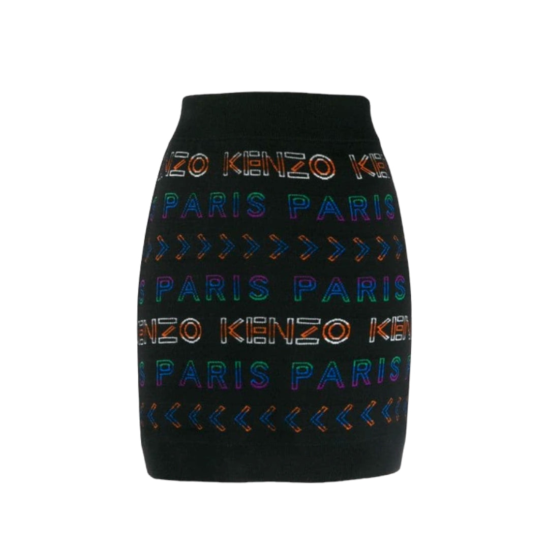 Kenzo Logo Intarsia Knitted Skirt