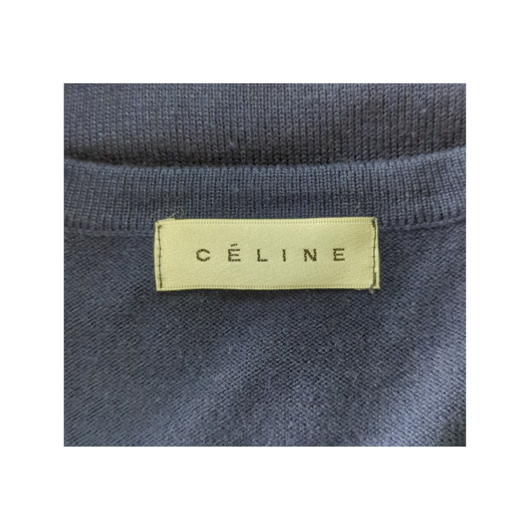 Celine Embroidered Navy Blue Sweater