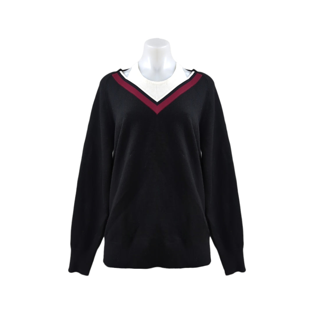 T by Alexander Wang Varsity Trim V-neck Sweater