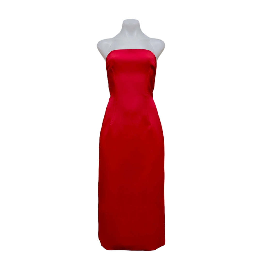 By Johnny Strapless Pencil Midi Dress in Red