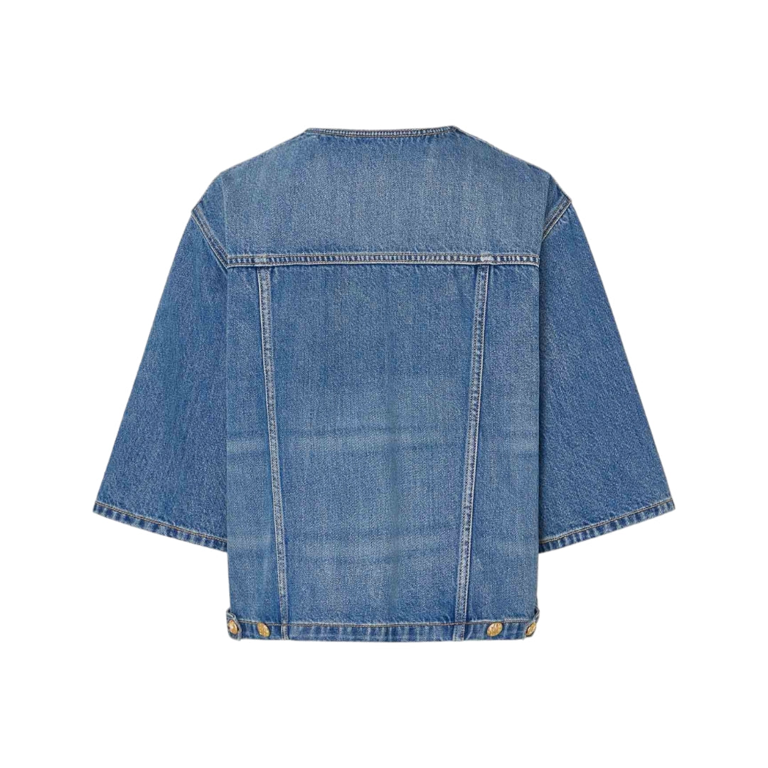 Mo. & Co. Collarless Denim Jacket