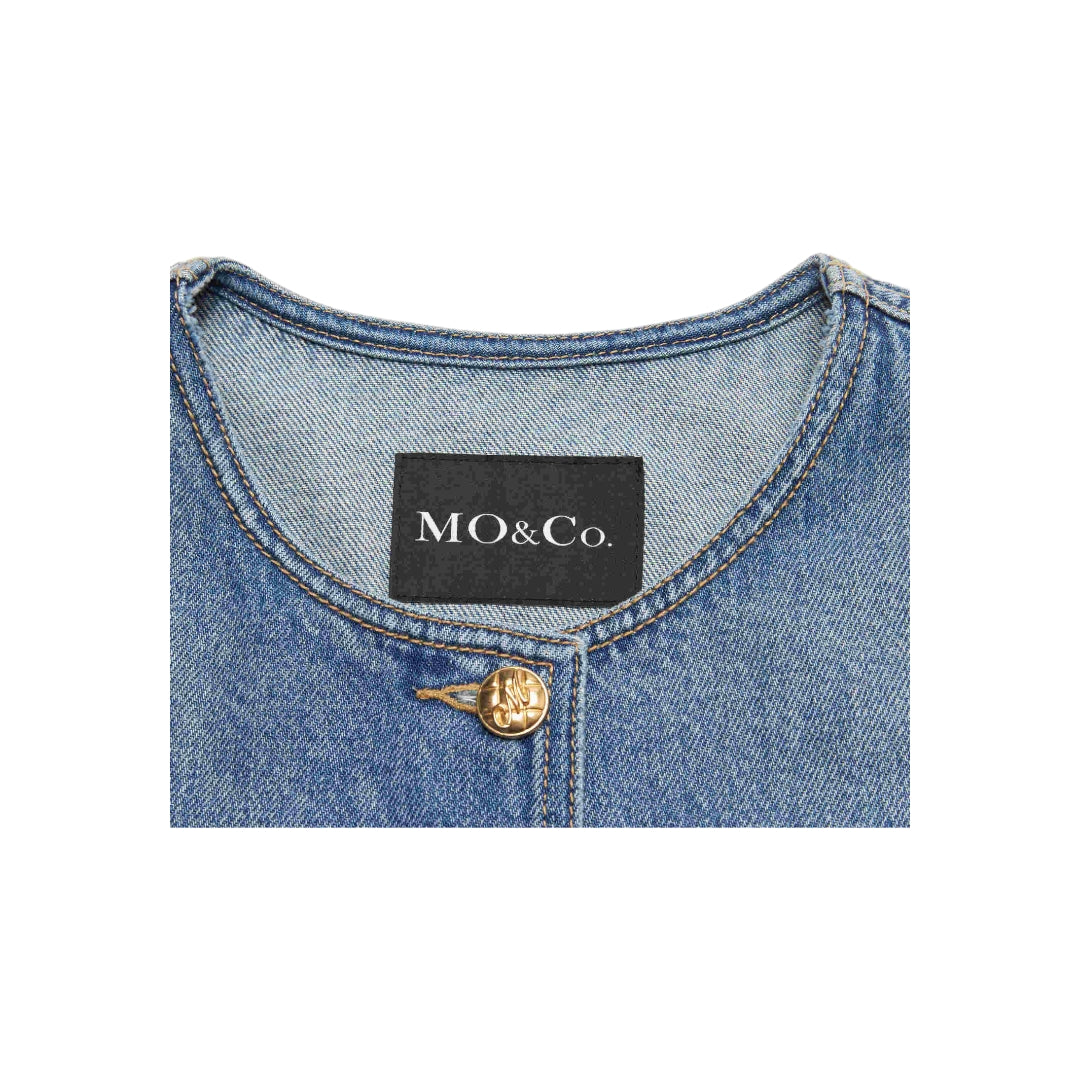 Mo. & Co. Collarless Denim Jacket