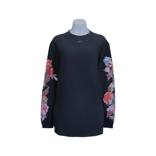 Off-White Flowers Carryover Long Sleeve Sweatshirt Dress