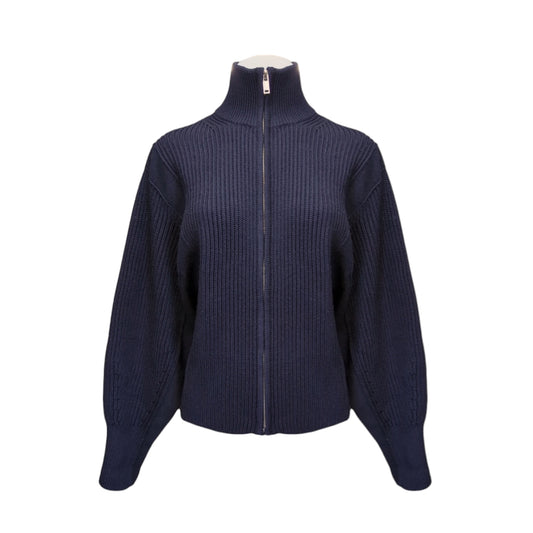 COS Knitted Zipper Jacket in Midnight Blue