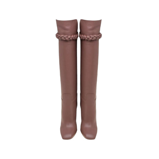 Valentino Garavani Leather Braided Over the Knee Boots