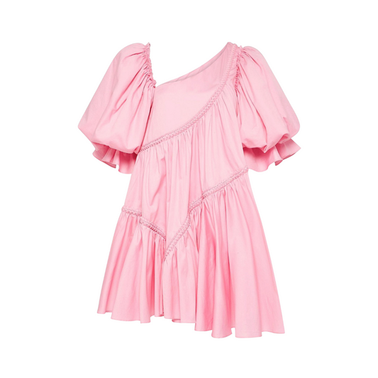 AJE                                       Casabianca Braided Asymmetric Puff Sleeve Mini Dress
