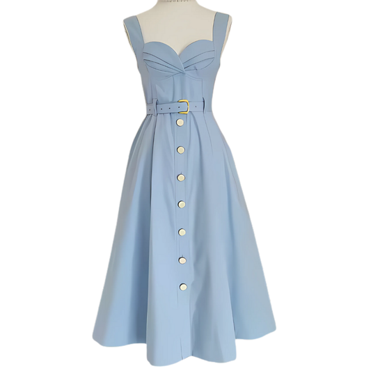 Aje Sky Blue Belted Midi Dress