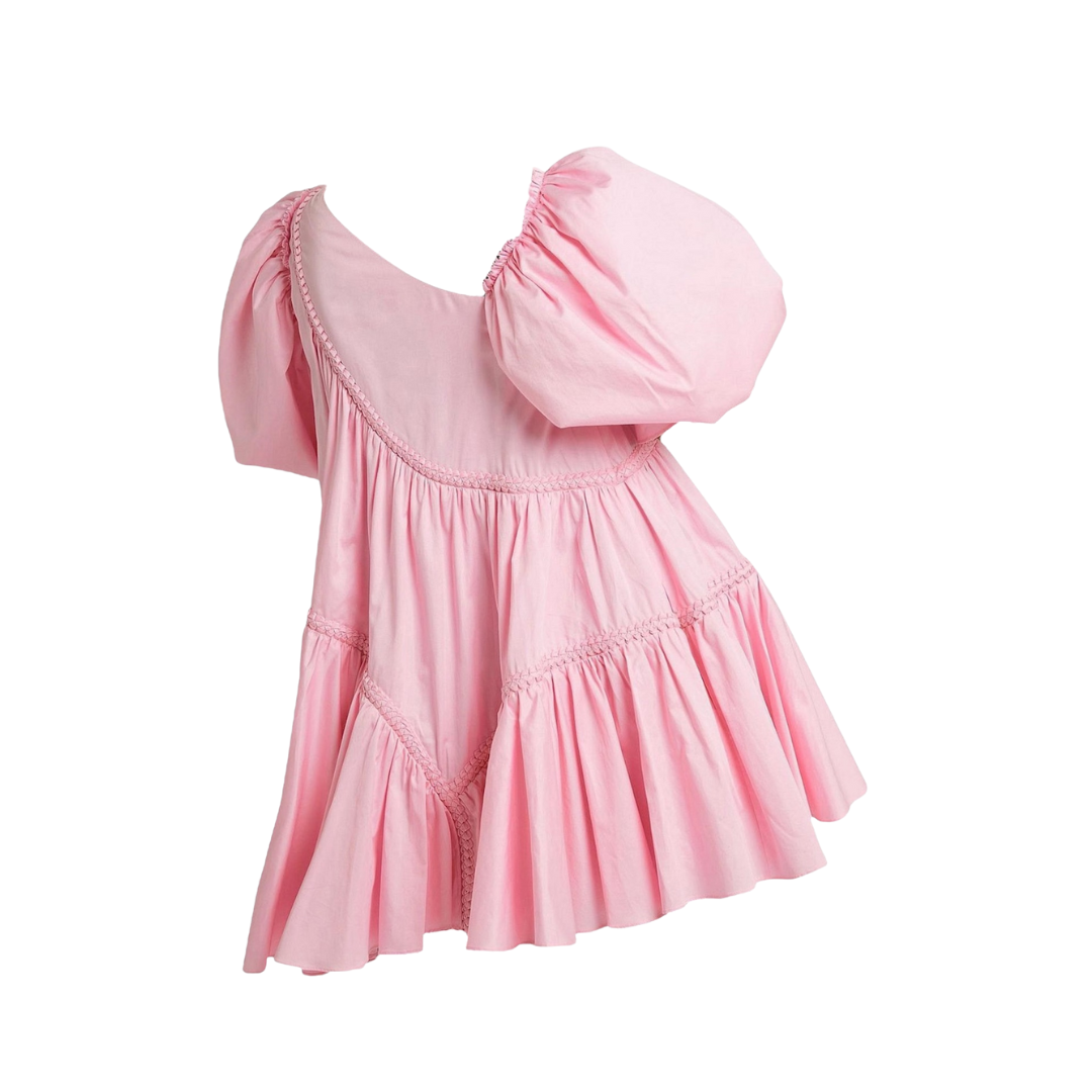 AJE                                       Casabianca Braided Asymmetric Puff Sleeve Mini Dress