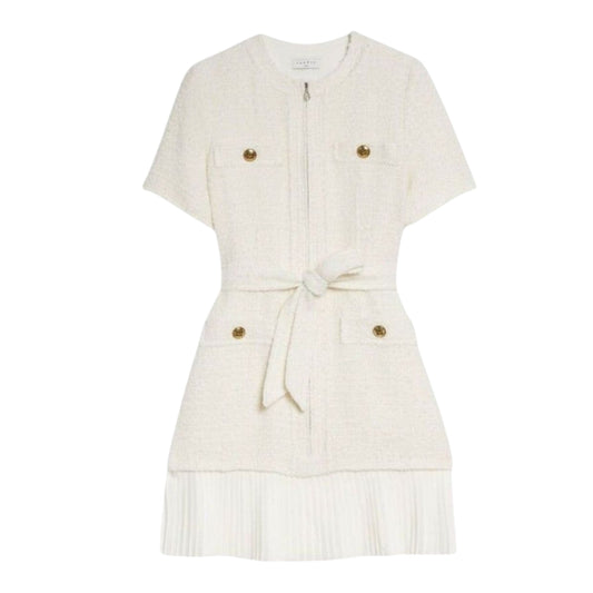 Sandro Tweed Crepe Belted Dress