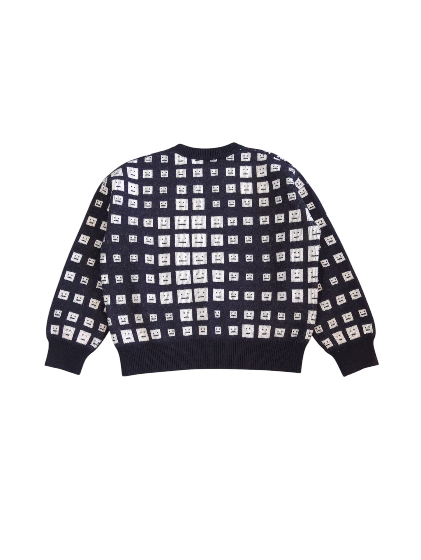 Branded Black & White Face Motif Sweater