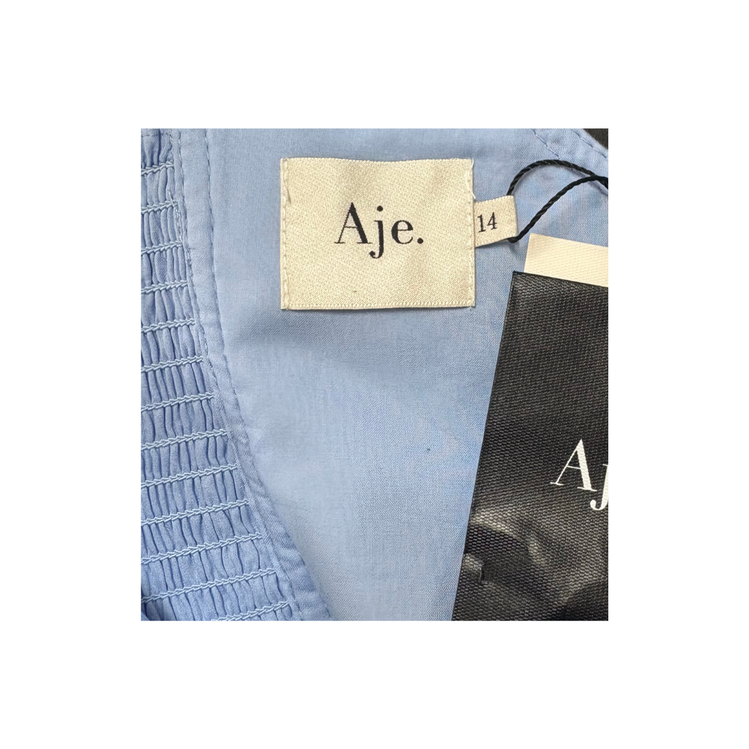 Aje Sky Blue Belted Midi Dress