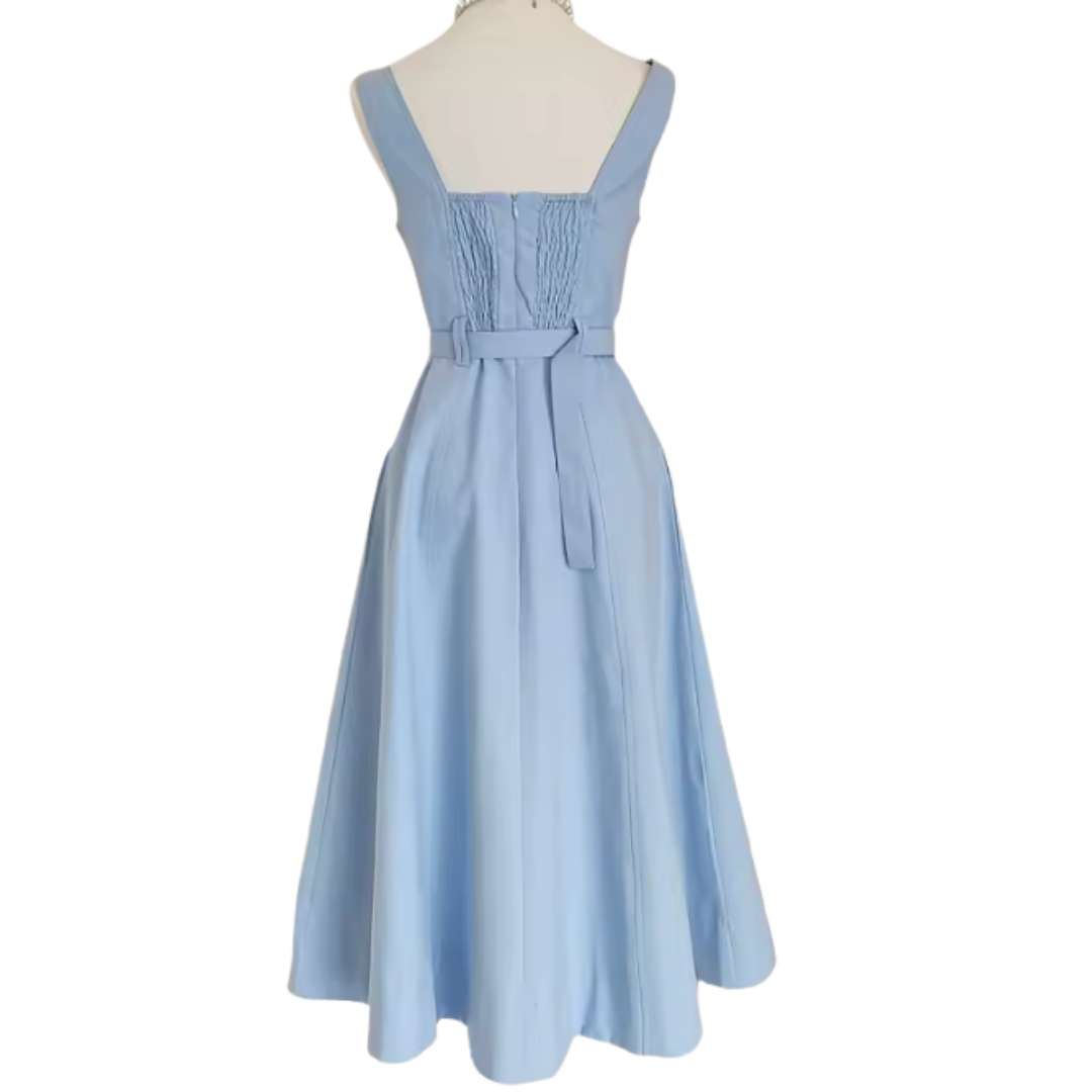 Aje Sky Blue Belted Midi Dress