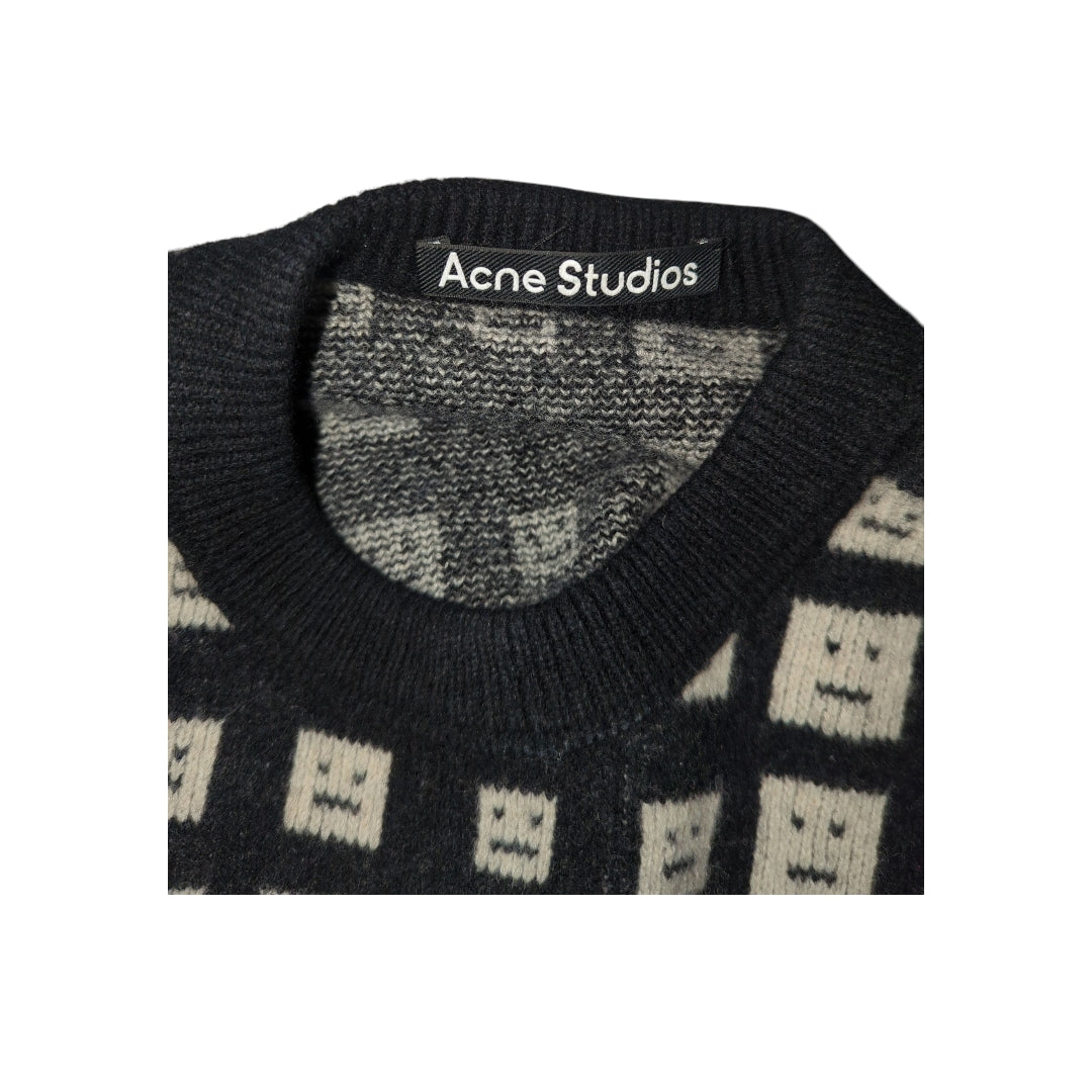 Branded Black & White Face Motif Sweater